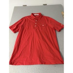 Criquet Polo Shirt Mens Large Red Organic Cotton Pocket Golf Casual Collared
